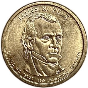 1 доллар 2009 год.11 президент Америки (1845-1849 гг.).Джеймс К Полк.США. 
