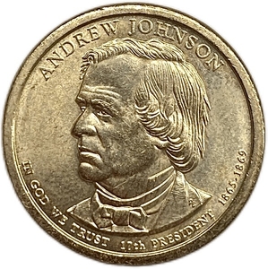 1 доллар 2011 год.17 президент Америки (1865-1869 гг.).Эндрю Джонсон.США.