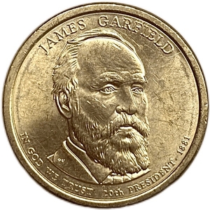 1 доллар 2011 год.20 президент Америки (1881 год).Джеймс Гарфилд.США.