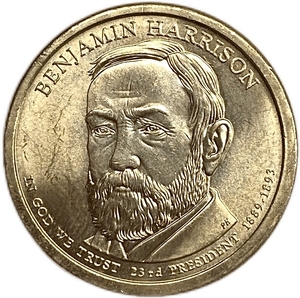 1 доллар 2012 год.23 президент Америки (1889-1893 гг.).Бенджамин Гаррисон.США. 