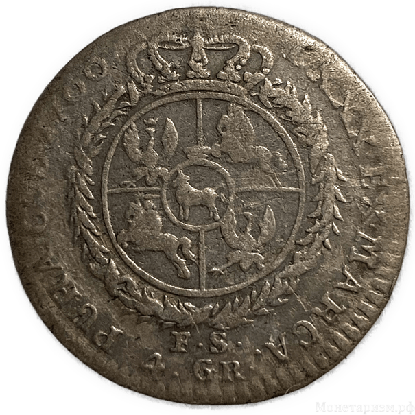 4 гроша (1 злотый) 1766 год.Станислав II Понятовский.Речь Посполитая.Польша.Серебро.