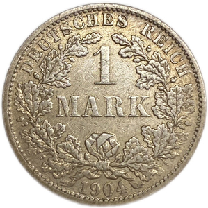1 марка 1904 год A.Германия.Серебро.