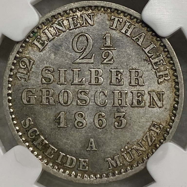 2,5 гроша (1/12 талера) 1863 год A.Вильгельм I.Германия.Серебро.ННР MS62.