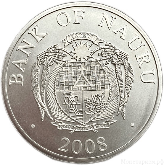 10 долларов 2008 год.Новый год.Дед Мороз.Республика Науру. 