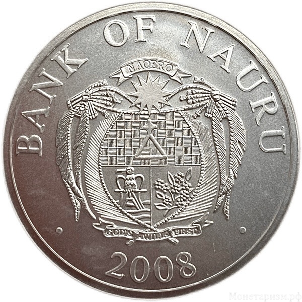 10 долларов 2008 год.Новый год.Снегурочка.Республика Науру.