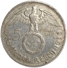 5 рейхсмарок 1938 год G.Пауль фон Гинденбург.Свастика.Германия.3-ий Рейх.Серебро. 