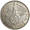 2 рейхсмарки 1939 год J.Пауль фон Гинденбург.Германия.3-ий Рейх.Серебро.  