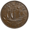 1/2 пенни 1952 год.Георг VI.Парусник.Великобритания.Бронза.