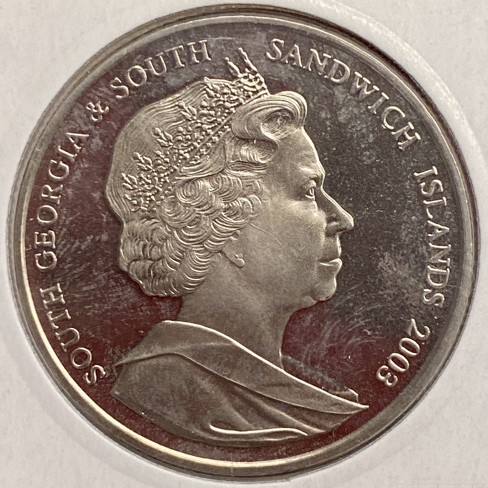 2 фунта 2003 год.275 лет со дня рождения капитана Джеймса Кука.Южная Джорджия и Сэндвичевы острова.