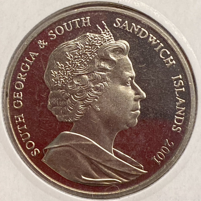 2 фунта 2001 год.Сэр Джозеф Бэнкс.Парусник.Южная Джорджия и Сэндвичевы острова.