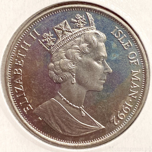 1 крона 1992 год.Сиамская кошка.Остров Мэн.Великобритания.