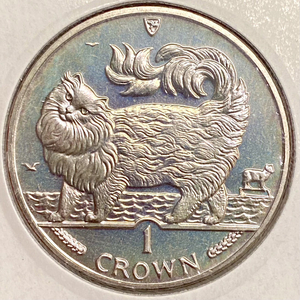 1 крона 1993 год.Порода Мейн-Кун.Кошки.Остров Мэн.Великобритания.