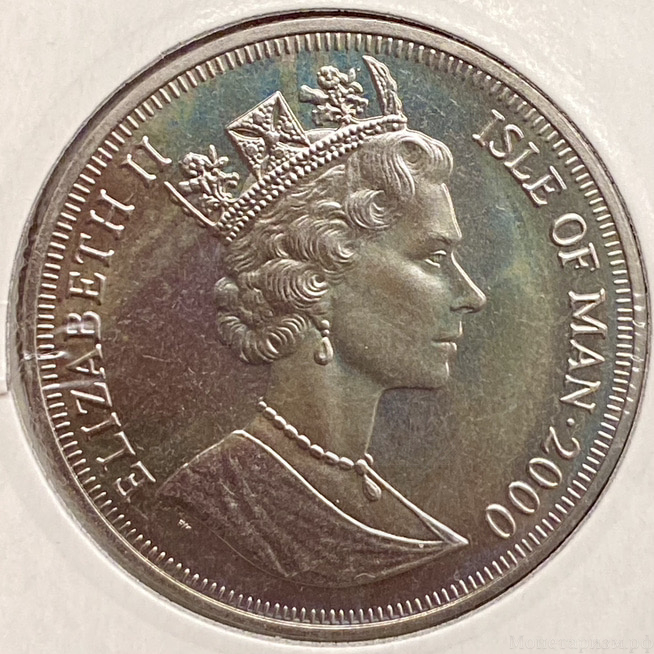 1 крона 2000 год.Шотландская вислоухая кошка.Остров Мэн.Великобритания.