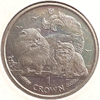 1 крона 2009 год.Кошка шиншилла с котенком.Остров Мэн.Великобритания.
