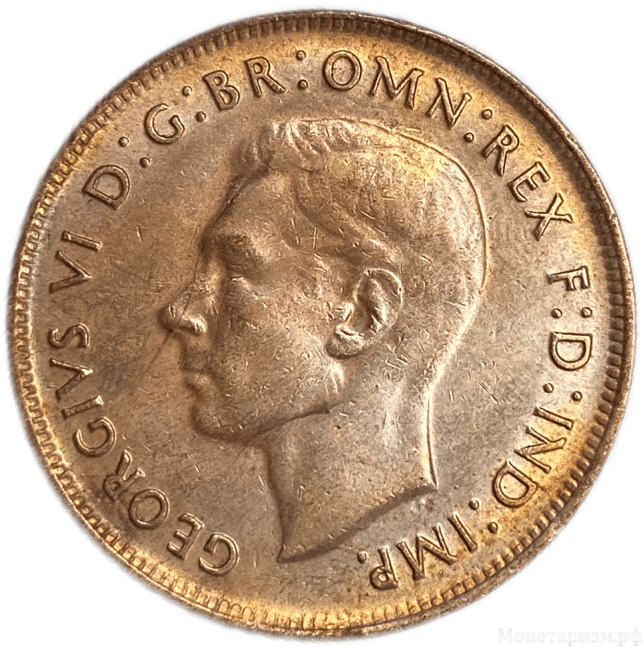1 пенни 1948 год.Кенгуру.Австралия.Бронза.
