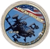 Сувенирный монетовидный жетон.Вертолёт AH-64D Apache Longbow.Авиация.ВВС США.Цветной,позолота.
