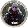 Сувенирный монетовидный жетон.Президент России В.В.Путин на охоте.Острова Кука.Цветной,позолота.