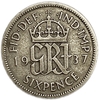 6 пенсов 1937 год.Георг VI.Великобритания.Серебро.