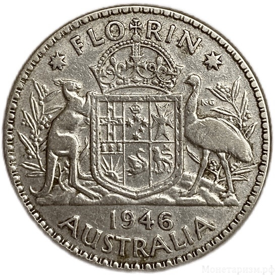 1 флорин 1946 год.Георг VI.Австралия.Серебро.