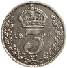 3 пенса 1909 год.Эдуард VII.Великобритания.Серебро.