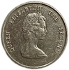 25 центов 1989 год.Парусник.Елизавета II.Восточные Карибы.