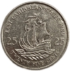 25 центов 1989 год.Парусник.Елизавета II.Восточные Карибы.