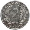 2 цента 2008 год.Елизавета II.Восточные Карибы.