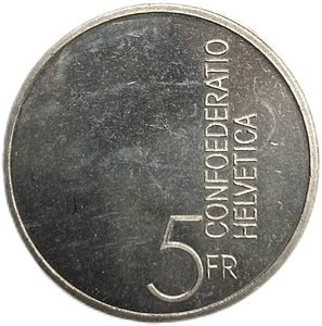 5 франков 1985 год.Европейский год музыки.Швейцария.Proof. 