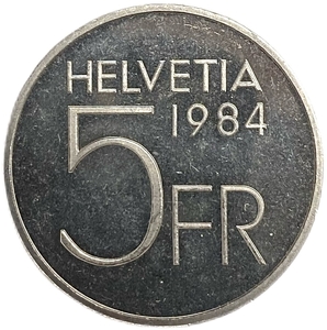 5 франков 1984 год.100 летие Огюста Пикара.Швейцария.Proof. 