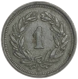 1 раппен 1942 год.Швейцария.Цинк.