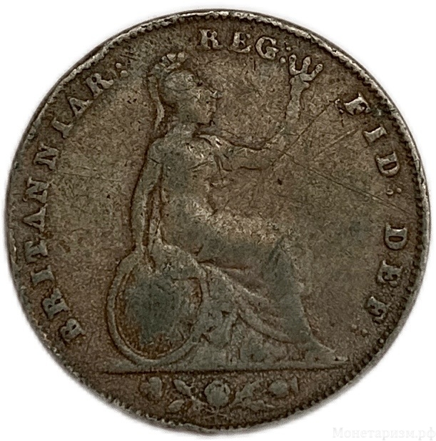 1 пенни 1858 год.Королева Виктория.Великобритания.Бронза.