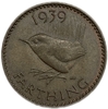 1 фартинг 1939 год.Георг VI.Птица крапивник.Великобритания.Бронза.