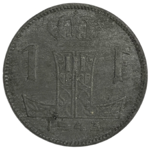 1 франк 1943 год.Леопольд III.Бельгия.