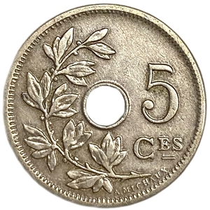 5 сантимов 1904 год.Леопольд II.Бельгия.