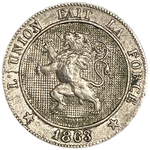 5 сантимов 1863 год.Леопольд I.Бельгия.  