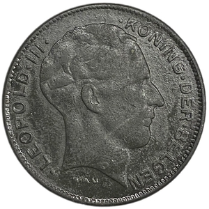 5 франков 1941 год.Леопольд III.Бельгия. 
