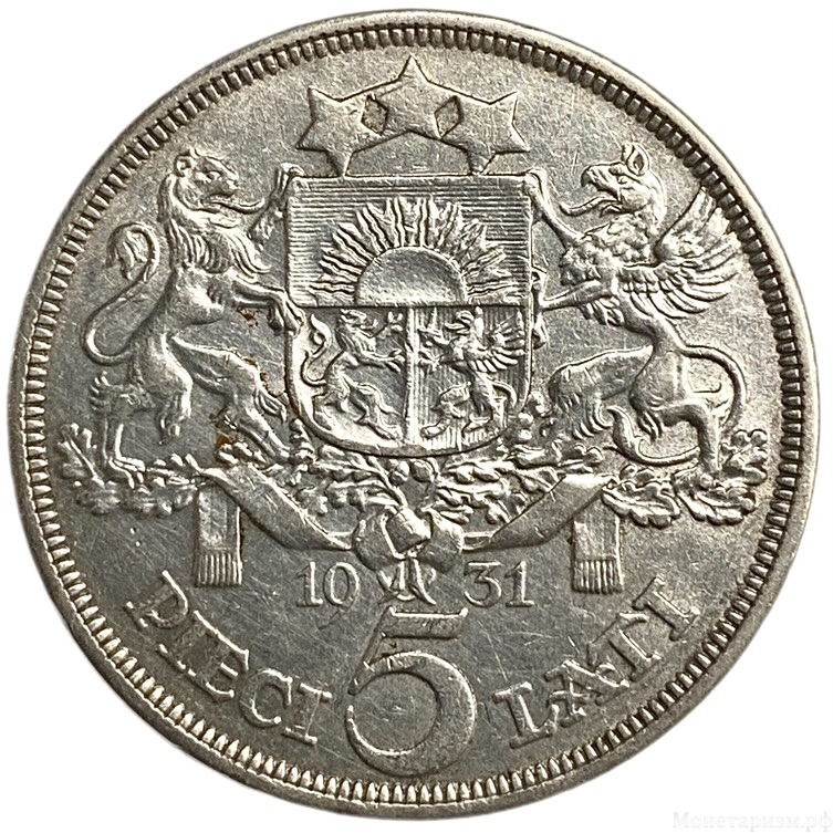 5 лат 1931 год.Милда.Латвия.Серебро. 
