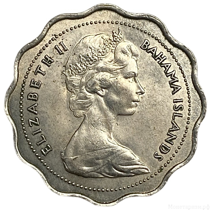 10 центов 1966 год.Рыба бонефиш.Багамские Острова.
