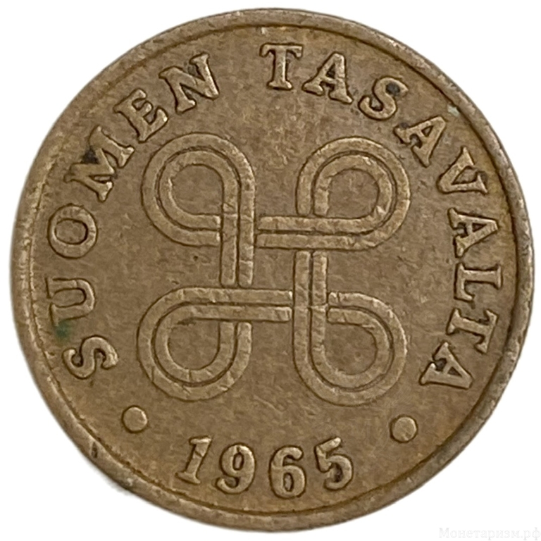 1 пенни 1965 год.Финляндия.      