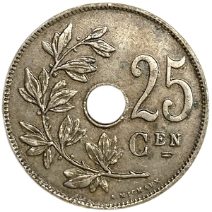 25 сантимов 1921 год.Альберт I.Бельгия.  
