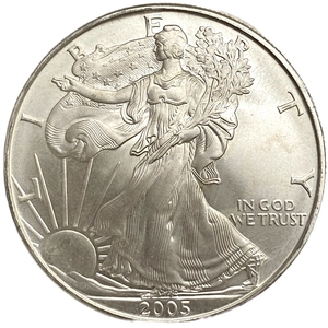 1 доллар 2005 год.Walking Liberty.Шагающая Свобода.США.Серебро.