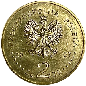 2 злотых 2007 год.Рыцарь XV века.Польша.