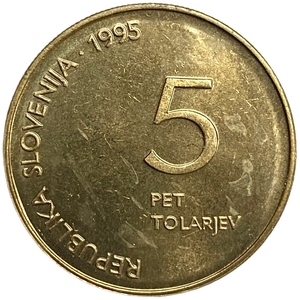 5 толаров 1995 год.50 лет победы над фашизмом.Словения.  