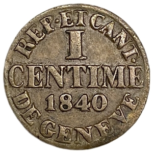 1 сантим 1840 год.Кантон Женева.Швейцария.