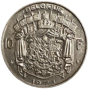 10 франков 1971 год.Бодуэн I.Бельгия. 