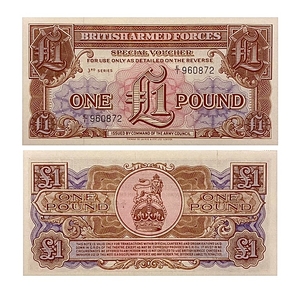 1 фунт 1956 год.Вооруженные Силы.Бакнота.Великобритания.