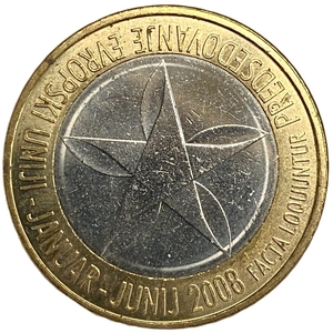 3 евро 2008 год.Председательство страны в Совете Евросоюза.Словения.Биметалл. 