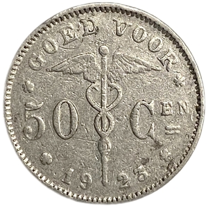 50 сантимов 1923 год.Альберт I.Бельгия.