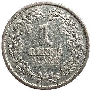 1 рейхсмарка 1926 год A.Веймарская республика.Германия.Серебро.