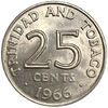 25 центов 1966 год.Тринидад и Тобаго. 